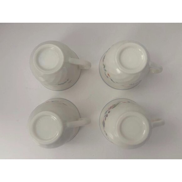 ARCOPAL France Victoria Teacup Milk Glass Floral Swirl Set of 4 Cups - Picture 3 of 6